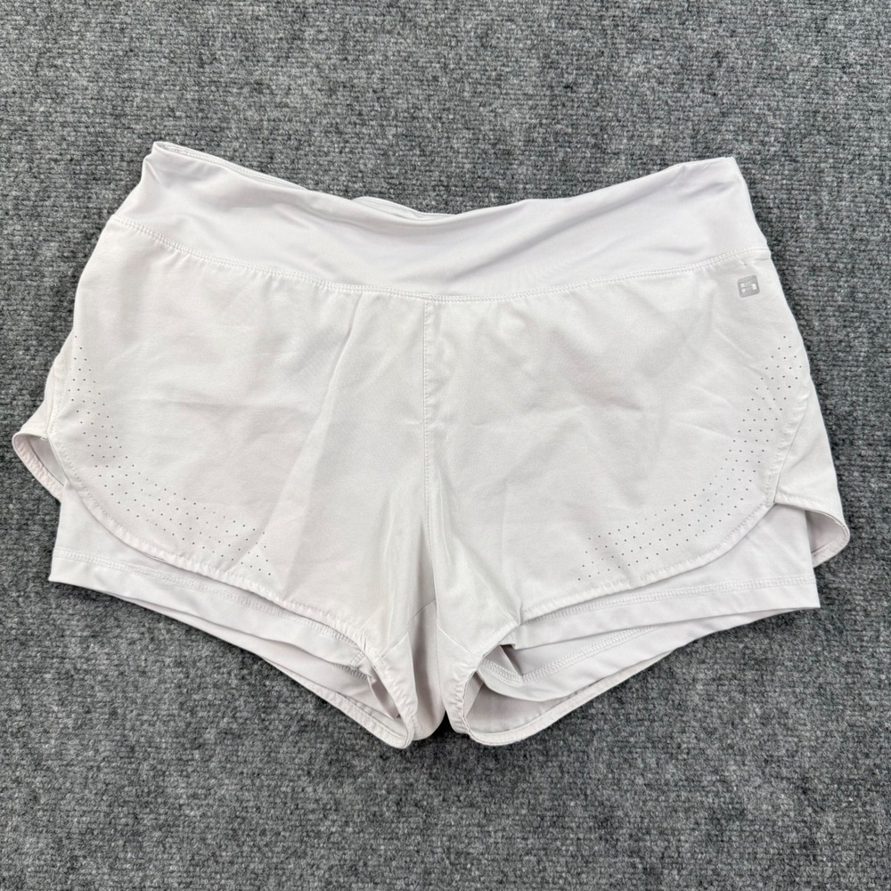 Hind Running Shorts Large White 2-in-1 Lined Perforated Athletic Women's